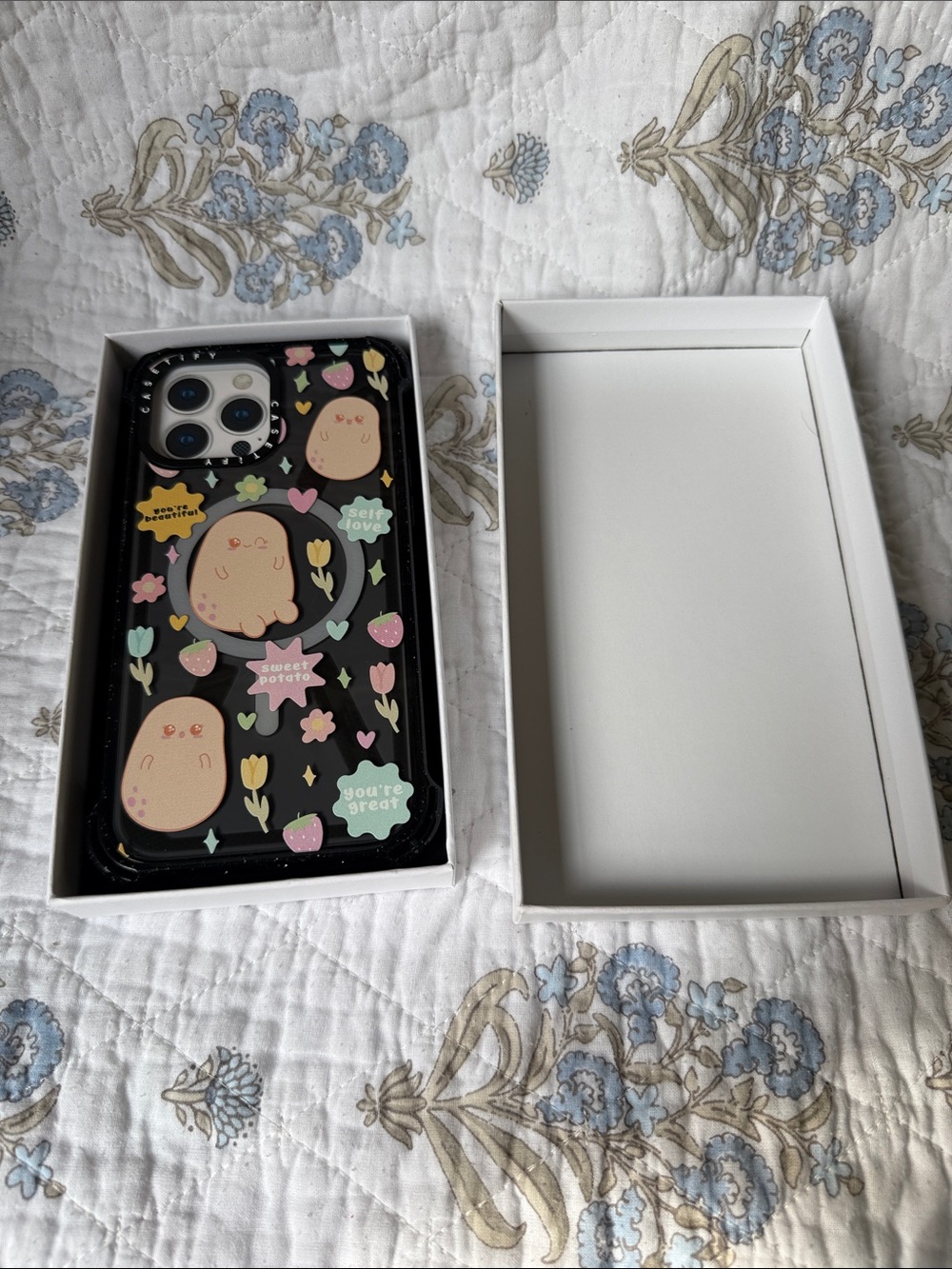 Casetify Black Cute Potato Floral Phone Case